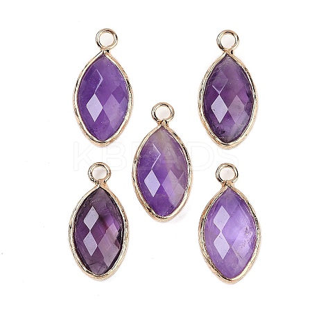 Natural Amethyst Faceted Pendants G-G193-01G-11-1