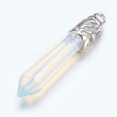 1PC LightSkyBle Bullet Opalite Pencil Pointed Big Pendants X-G-Q559-5P-1