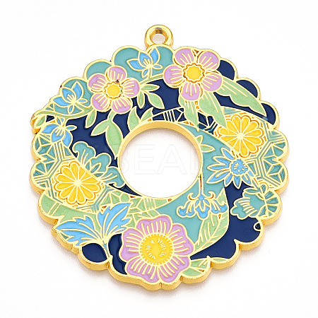 Rack Plating Alloy Enamel Big Pendants ENAM-N056-394D-G-1