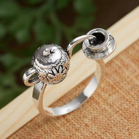 Teapot & Teacup Alloy Finger Rings for Unisex FS-WG8E880-01-1