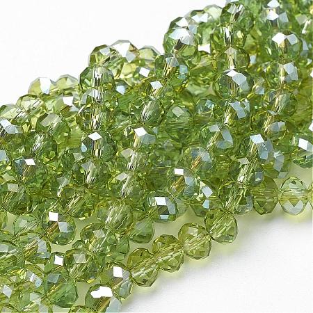 Electroplate Glass Faceted Rondelle Beads Strands EGLA-D020-6x4mm-34-1