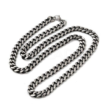 201 Stainless Steel Cuban Link Chain Necklace NJEW-Z024-04AS-1