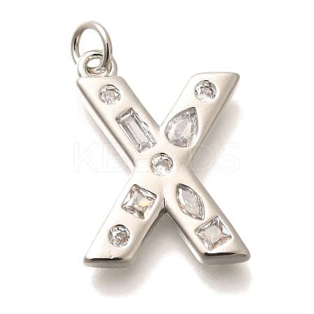 Brass Micro Pave Clear Cubic Zirconia Pendants KK-G521-01P-X-1