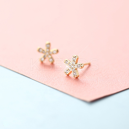 Brass Micro Pave Clear Cubic Zirconia Stud Earrings FS-WGE47D1-19-1