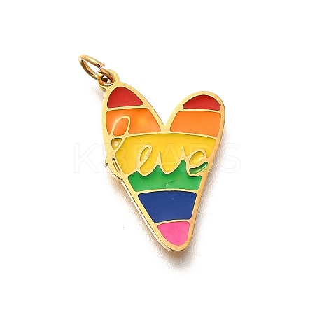 Pride 304 Stainless Steel Enamel Pendants STAS-B079-01G-04-1