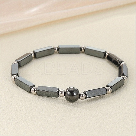 Synthetic Hematite Beaded Stretch Bracelets for Men Women WGE4A78-09-1