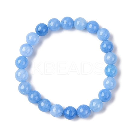 Natural Dyed Aquamarine Round Beads Stretch Bracelets for Women AP1591-3-1