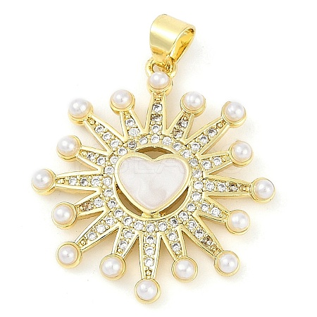 Rack Plating Brass Micro Pave Clear Cubic Zirconia Pendants KK-P287-46A-G-1