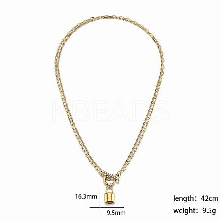 Retro Punk 304 Stainless Steel Necklace with 18K Gold Plated OT Clasp HD3050-2-1
