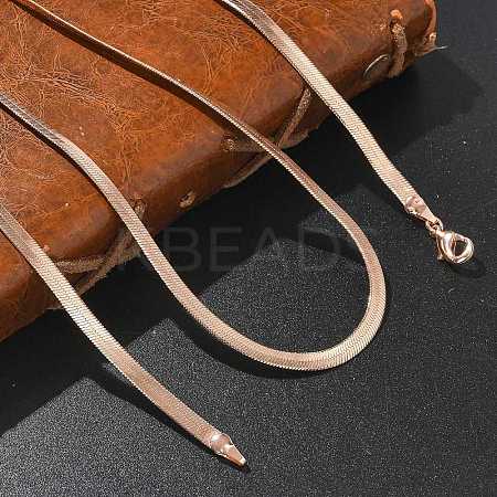 4mm Rack Plating Brass Herringbone Chain Necklaces for Women Men MAK-L044-17RG-1