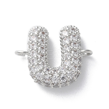 Brass Micro Pave Cubic Zirconia Letter Links KK-I717-04U-P-1