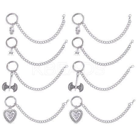 8Pcs 4 Style Alloy Boot Strap Chains HJEW-CA00037-1