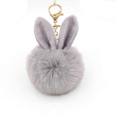 Easter Rabbit Faux Fluffy Ball Pendant Keychains PW-WG95913-02-1