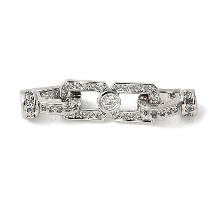 Brass Pave Clear Cubic Zirconia Fold Over Clasps KK-M320-25P-1