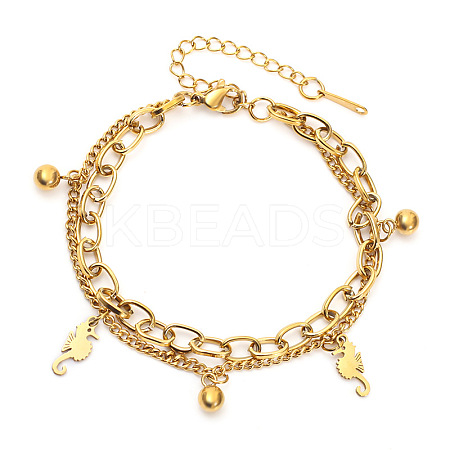 201 Stainless Steel Cable & Curb Chain Double Layeys Bracelets FS-WG1EEED-05-1