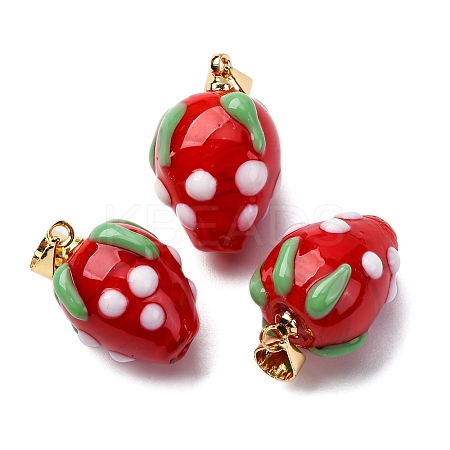 Handmade Lampwork Pendants LAMP-S069-05A-G-1