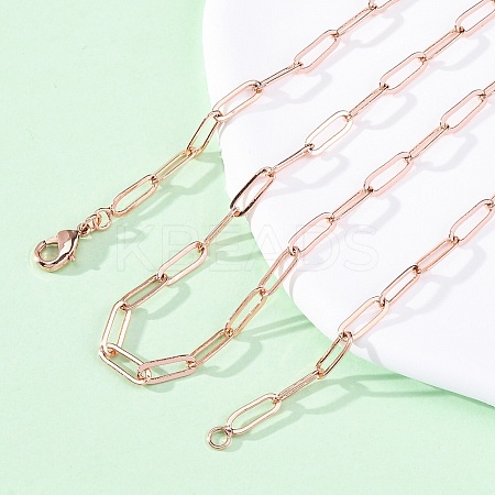 Brass Paperclip Chains Necklaces for Women NJEW-D302-69RG-1