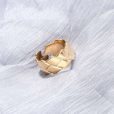 304 Stainless Steel Open Cuff Rings for Women RJEW-K309-29G-1