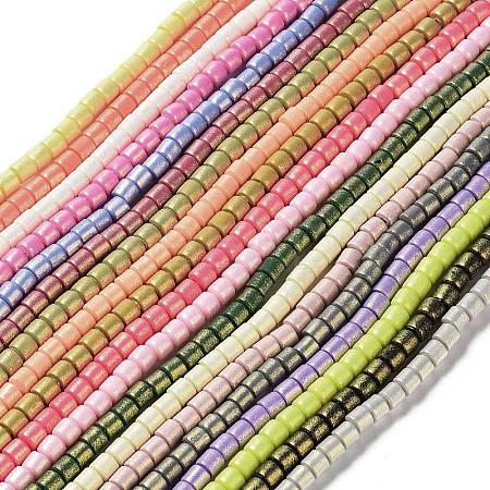 Spray Painted Handmade Polymer Clay Beads Strands CLAY-F004-A-1