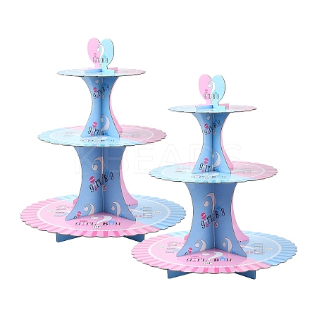 3-Tier Paper Cake Display Stand AJEW-CJ0001-52-1
