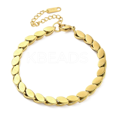 304 Stainless Steel Horse Eye Link Chain Bracelets for Women BJEW-G712-11G-1