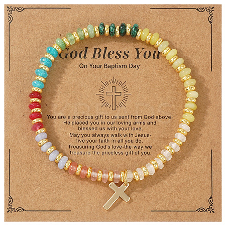Natural Mixed Gemstone Rondelle Beads Stretch Bracelets XM9841-3-1