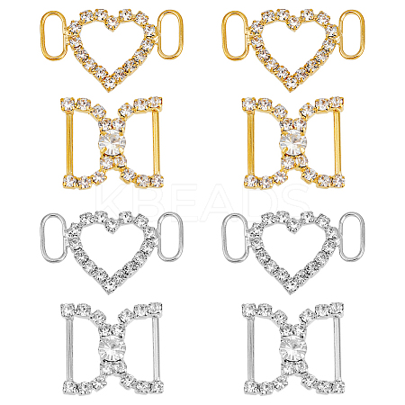 8Pcs 4 Style Brass Crystal Rhinestone Shoe Decoration FIND-HY0003-22-1