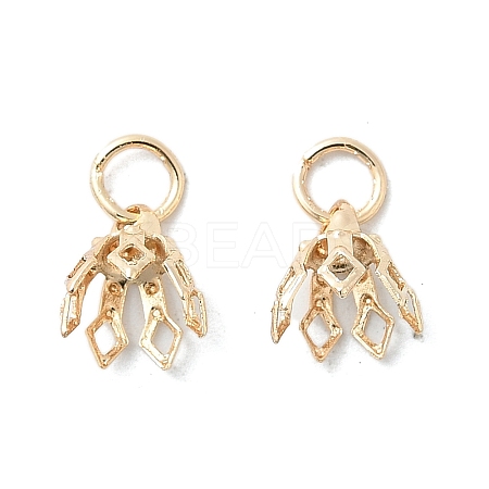 Flower Rack Plating Brass Filigree Bead Cap Bails X-KK-L102-27G-01-1