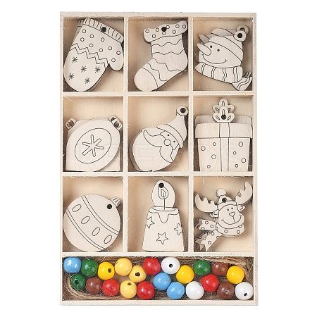 Christmas theme DIY Wood Pendants WOOD-S063-01E-1