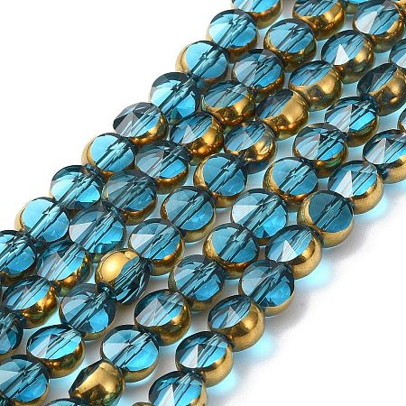 Half Plated Electroplate Transparent Glass Beads Strands EGLA-E060-02A-HP01-1