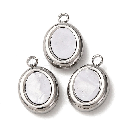 304 Stainless Steel Resin Pendants STAS-P406-15E-P-1