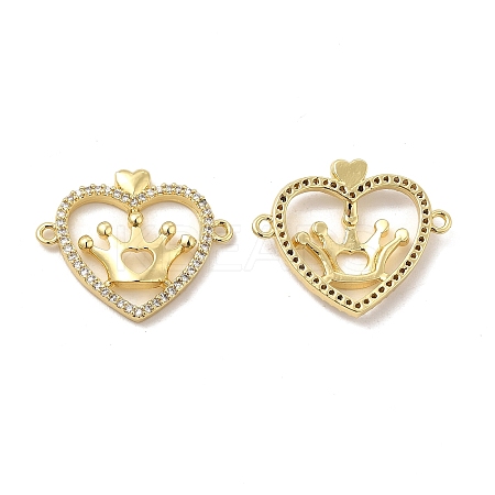 Brass Micro Pave Clear Cubic Zirconia Connector Charms KK-E068-VB045-1