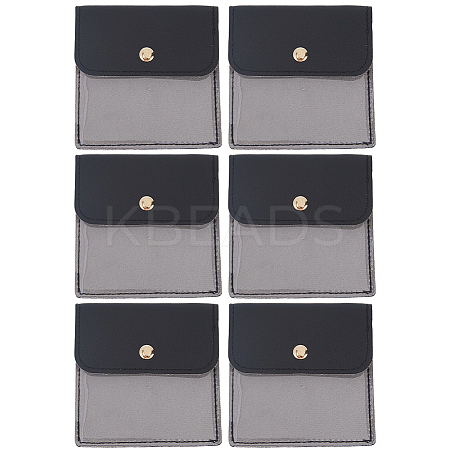 6Pcs PU Leather Jewelry Storage Bags with Iron Button ABAG-CL0001-22B-1