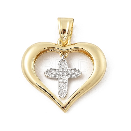 Brass Micro Pave Cubic Zirconia Pendants KK-U047-23G-04-1