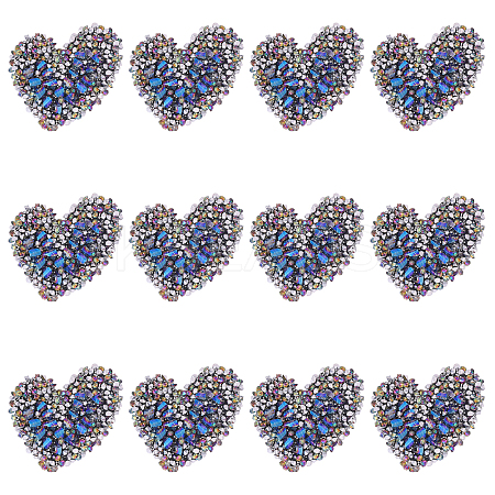 12Pcs Glitter Resin Hotfix Rhinestone(Hot Melt Adhesive On The Back) PATC-CA0001-15-1