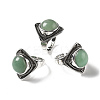 Natural Green Aventurine Adjustable Rings G-P560-03AS-03-4