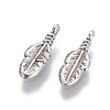 Tibetan Style Alloy Feather Pendants TIBEP-0377-AS-FF-2