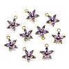 Brass Inlaid Purple Cubic Zirconia Charms LS-KK-Q669-28U-01-3