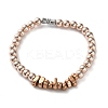 Electroplated Non-magnetic Hematite Round & Chip Beaded Stretch Bracelets for Men Women BJEW-G728-03-1