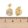 Brass Micro Pave Clear Cubic Zirconia Stud Earrings EJEW-Z128-01G-02-3
