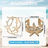 2Pcs 2 Styles  Starfish Alloy Arm Cuff Bangles for Girl Women BJEW-CY0001-05G-2