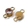 12Pcs 304 Stainless Steel Rhinestone Flat Round Connector Charms STAS-H247-02G-2