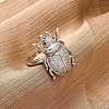 Brass Micro Pave Cubic Zirconia Adjustable Open Cuff Rings for Women RJEW-A072-01D-P-1