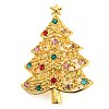 Christmas Theme Alloy Colorful Rhinestone Brooches JEWB-S022-02C-G-1