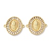 Rack Plating Brass Cubic Zirconia Virgin Mary Oval Connector Charms KK-C084-35A-G-1