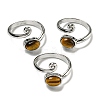 Natural Tiger EyeAdjustable Rings RJEW-K269-08P-02-1