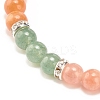 Natural Red Aventurine & Gemstone Round Beaded Bracelet for Women BJEW-JB08336-04-4