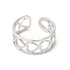 Non-Tarnish 304 Stainless Steel Hollow Out Heart Open Cuff Ring for Women RJEW-E063-19P-2