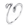 Anti-Tarnish Rhodium Plated 925 Sterling Silver Cuff Rings RJEW-BB56107-1