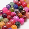 Faceted Natural Dragon Veins Fire Crackle Agate Beads Strands G-F447-10mm-F01-1